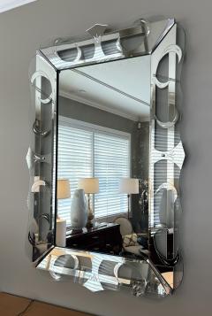 Large 1950s Hollywood Regency Mirror with Etched and Mirrored Glass Frame - 4059751