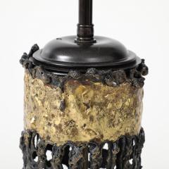 Large 1970s Brutalist Gilded metal and BronzedLamp  - 4035902