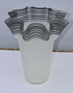 Large 1970s Frosted Glass Handkerchief Italian Vase - 2868948