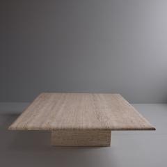 Large 1970s Square Travertine Coffee Table France - 4056889