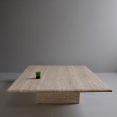Large 1970s Square Travertine Coffee Table France - 4056890