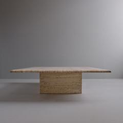Large 1970s Square Travertine Coffee Table France - 4056891