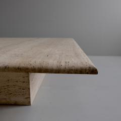 Large 1970s Square Travertine Coffee Table France - 4056892