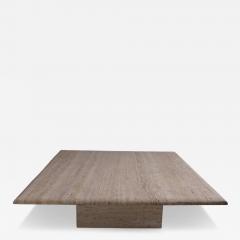 Large 1970s Square Travertine Coffee Table France - 4213828