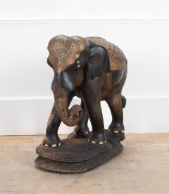 Large 19th Century Anglo Indian Carved Wood Elephant - 4225338