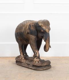 Large 19th Century Anglo Indian Carved Wood Elephant - 4225339