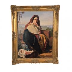 Large 19th Century Continental Painting of Mother Child - 4722046