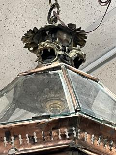 Large 19th Century Copper and Brass French Lantern Chandelier - 4098936