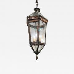 Large 19th Century Copper and Brass French Lantern Chandelier - 4362064
