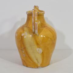 Large 19th Century French Yellow Glazed Terracotta Jug or Water Cruche Orjol - 4115751