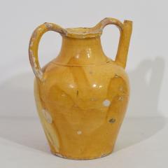 Large 19th Century French Yellow Glazed Terracotta Jug or Water Cruche Orjol - 4115753