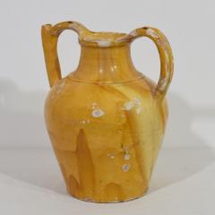 Large 19th Century French Yellow Glazed Terracotta Jug or Water Cruche Orjol - 4115754