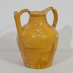 Large 19th Century French Yellow Glazed Terracotta Jug or Water Cruche Orjol - 4115807