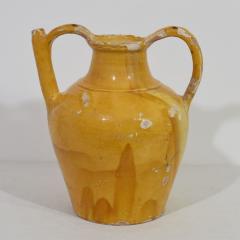 Large 19th Century French Yellow Glazed Terracotta Jug or Water Cruche Orjol - 4115813