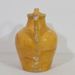 Large 19th Century French Yellow Glazed Terracotta Jug or Water Cruche Orjol - 4115816