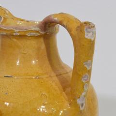 Large 19th Century French Yellow Glazed Terracotta Jug or Water Cruche Orjol - 4115817