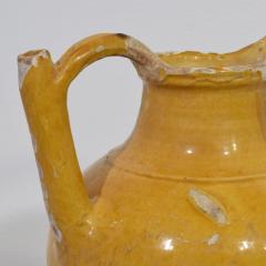 Large 19th Century French Yellow Glazed Terracotta Jug or Water Cruche Orjol - 4115820