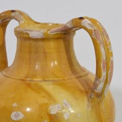Large 19th Century French Yellow Glazed Terracotta Jug or Water Cruche Orjol - 4115837
