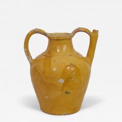 Large 19th Century French Yellow Glazed Terracotta Jug or Water Cruche Orjol - 4151600
