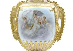 Large 19th Century Gilt Painted Porcelain Pair Urn - 2715166