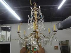 Large 19th Century Italian Genovese Giltwood and Crystal Chandelier - 3649528