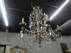 Large 19th Century Italian Genovese Giltwood and Crystal Chandelier - 3649628