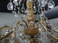 Large 19th Century Italian Genovese Giltwood and Crystal Chandelier - 3649680