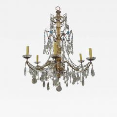 Large 19th Century Italian Genovese Giltwood and Crystal Chandelier - 3655165