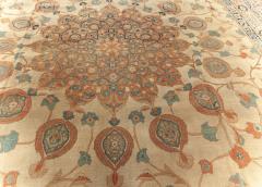 Large 19th Century Persian Tabriz Ivory Blue Gold and Green Handmade Wool Rug - 2461535