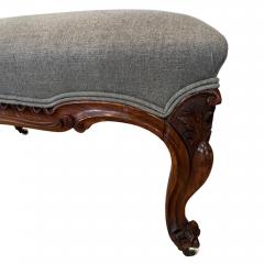 Large 19th Century Walnut Upholstered Foot Stool - 3022832