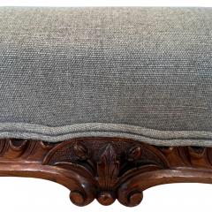 Large 19th Century Walnut Upholstered Foot Stool - 3022833