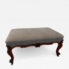 Large 19th Century Walnut Upholstered Foot Stool - 3025171
