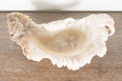 Large 19th Century alabaster bowl with Baroque wave and scrolled carving - 1822354