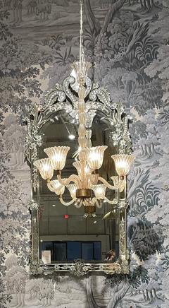 Large 19th c Venetian Reverse Etched Mirror with Original Beveled Mirror Plate - 4647799