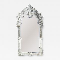 Large 19th c Venetian Reverse Etched Mirror with Original Beveled Mirror Plate - 4648079