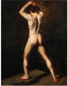 Large 19th century male nude portrait - 2563040