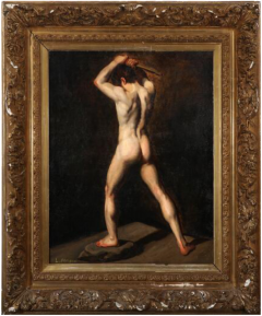 Large 19th century male nude portrait - 2563042