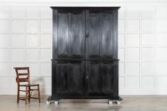 Large 19thC Ebonised English Ash Linen Cupboard - 4131438