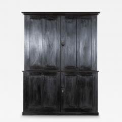 Large 19thC Ebonised English Ash Linen Cupboard - 4131660