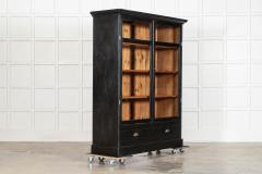 Large 19thC Ebonised Glazed Pine Housekeepers Cabinet - 4393832