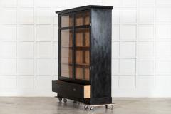 Large 19thC Ebonised Glazed Pine Housekeepers Cabinet - 4393835