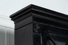 Large 19thC English Astral Glazed Ebonised Lacquered Bookcase Cabinet - 3094481