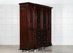 Large 19thC English Breakfront Mahogany Carved Linen Press - 4039756