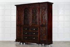 Large 19thC English Breakfront Mahogany Carved Linen Press - 4039758