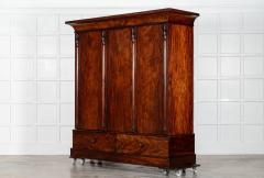 Large 19thC English Carved Mahogany Linen Press - 3995010