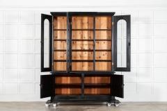 Large 19thC English Ebonised Oak Glazed Bookcase - 4484597