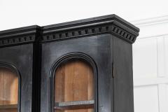 Large 19thC English Ebonised Oak Glazed Bookcase - 4484603