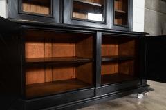 Large 19thC English Ebonised Oak Glazed Bookcase - 4484607