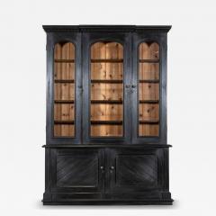 Large 19thC English Ebonised Oak Glazed Bookcase - 4484696
