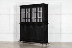Large 19thC English Ebonised Oak Glazed Cabinet - 4229273